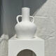 Handcrafted terracotta vase painted white with double handles h:40 d:30