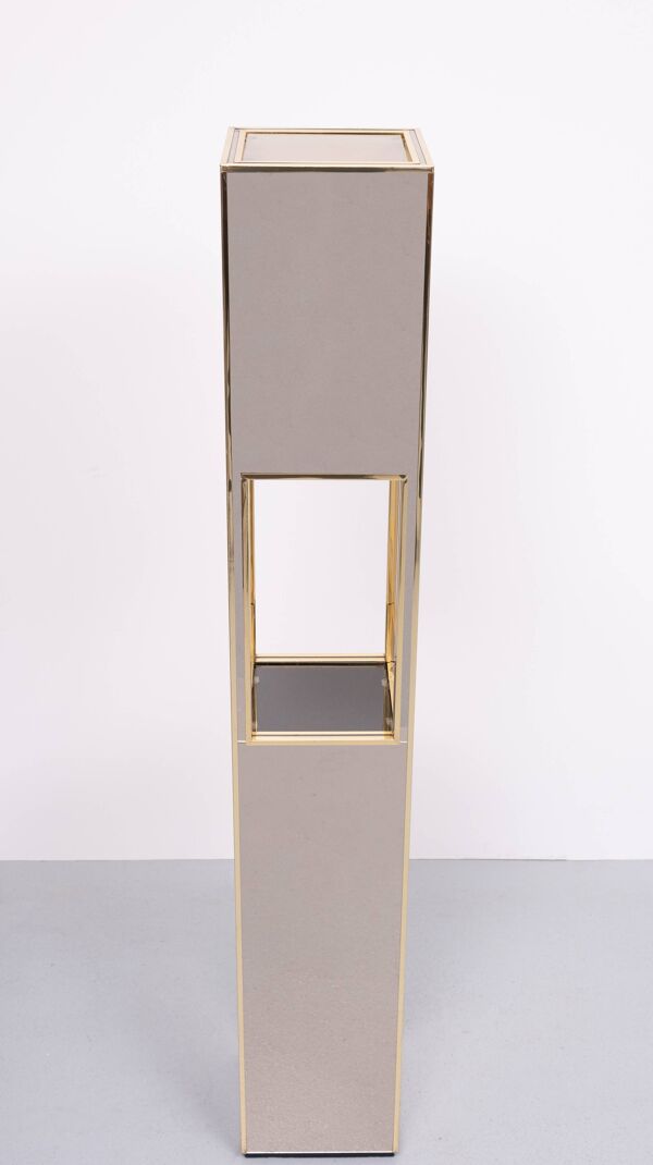 Lampadaire sur pied en bronze miroir Hollywood Regency années 1970