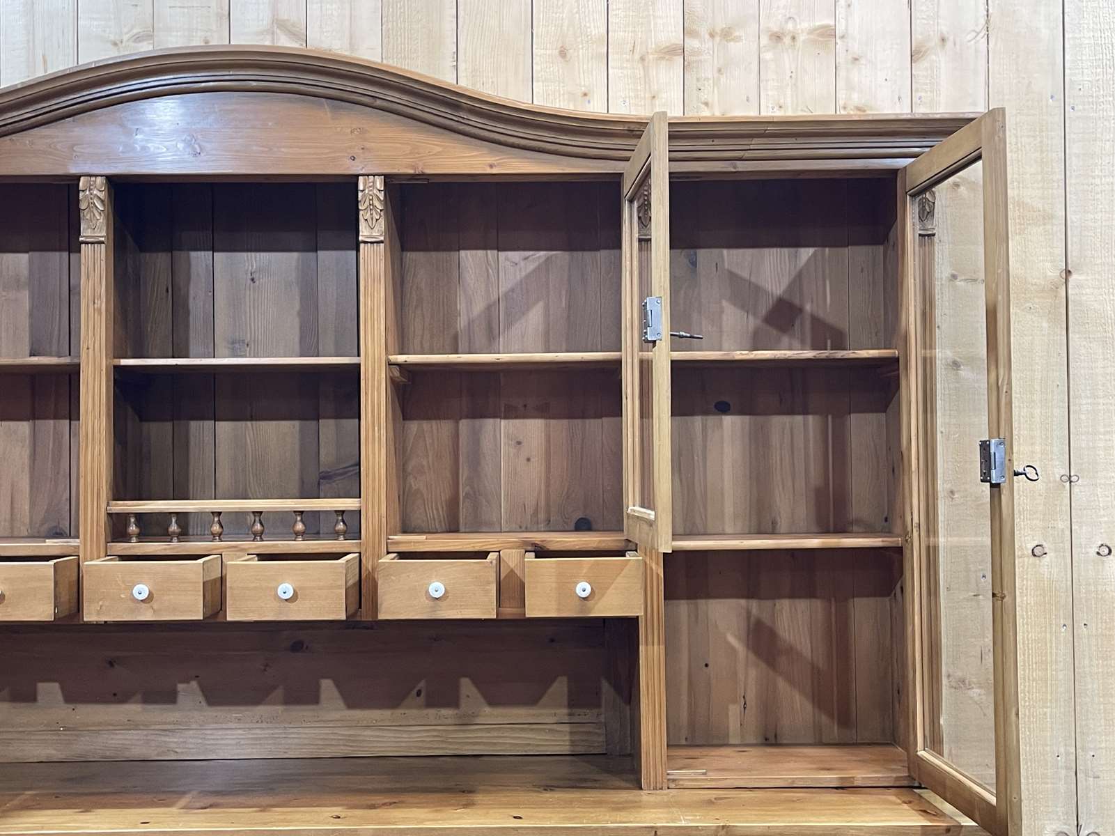 Cabinet 2 bodies in fir from eastern europe, work of the 1970s