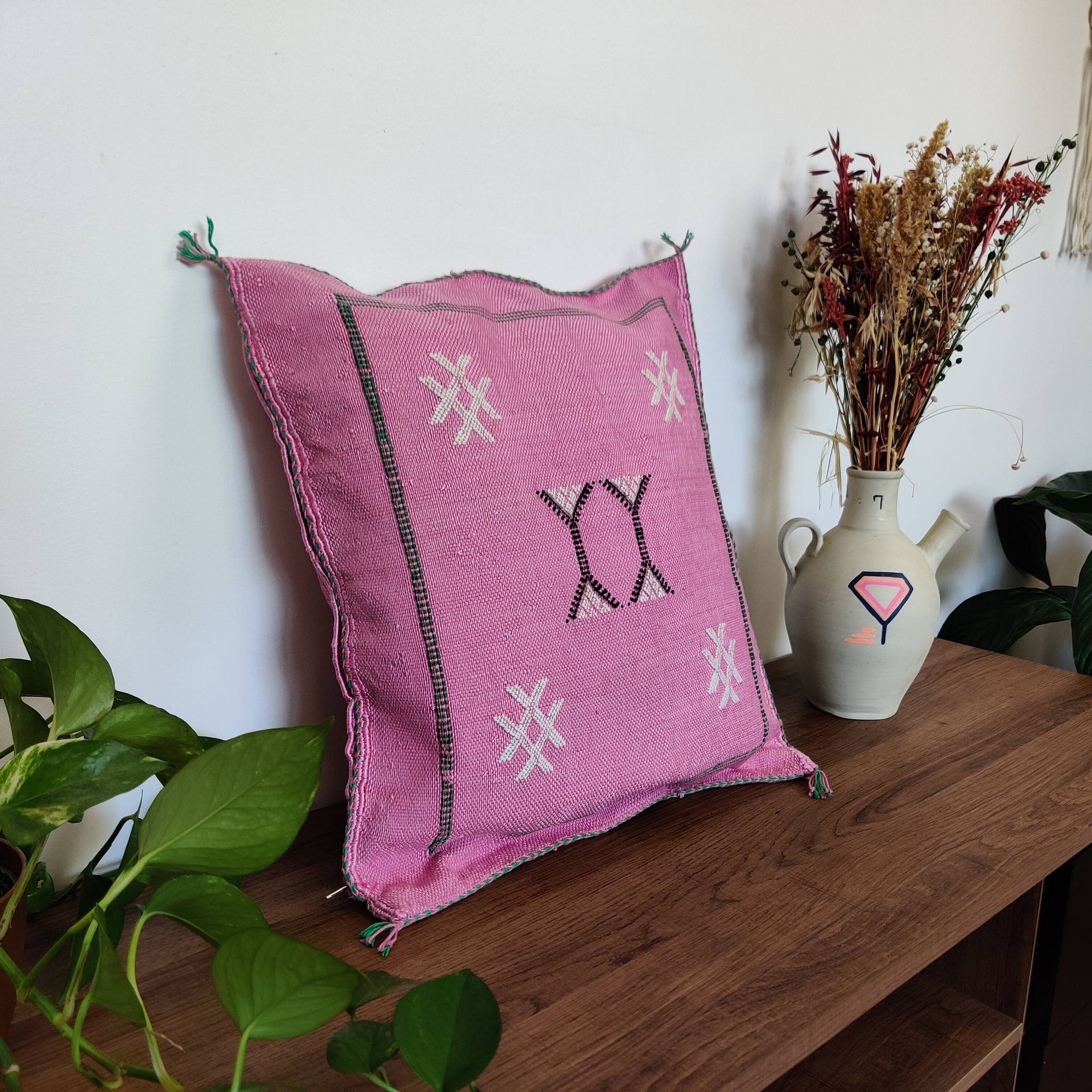 Coussin berbère sabra rose motif boheme