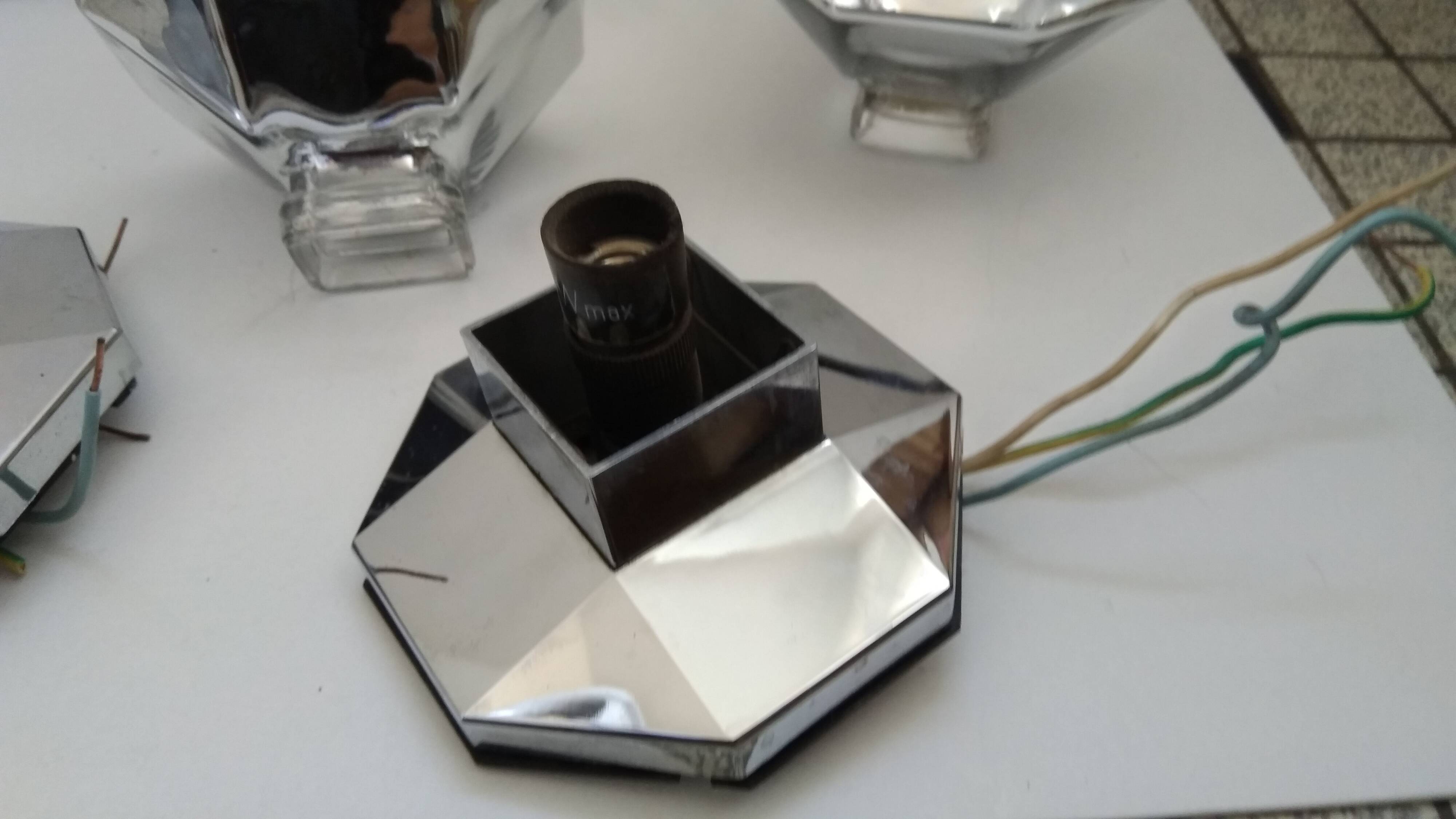 Pair of vintage 1970 Staff wall lights by Motoko Ishi in chrome