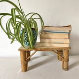 Vintage rattan low stool, 60s
