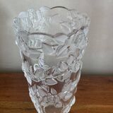 Molded glass vase with rose decor
