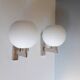 Pair of vintage wall lights - Chrome and glass - 1970s