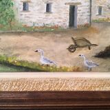Tableau ancien, paysage de ferme signé Louis Dubois et daté 83