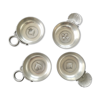 4 small ashtrays heart tile reflection pique