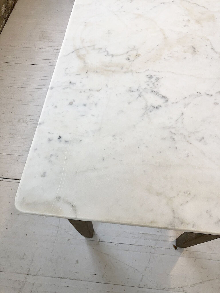 Oak and marble farm table