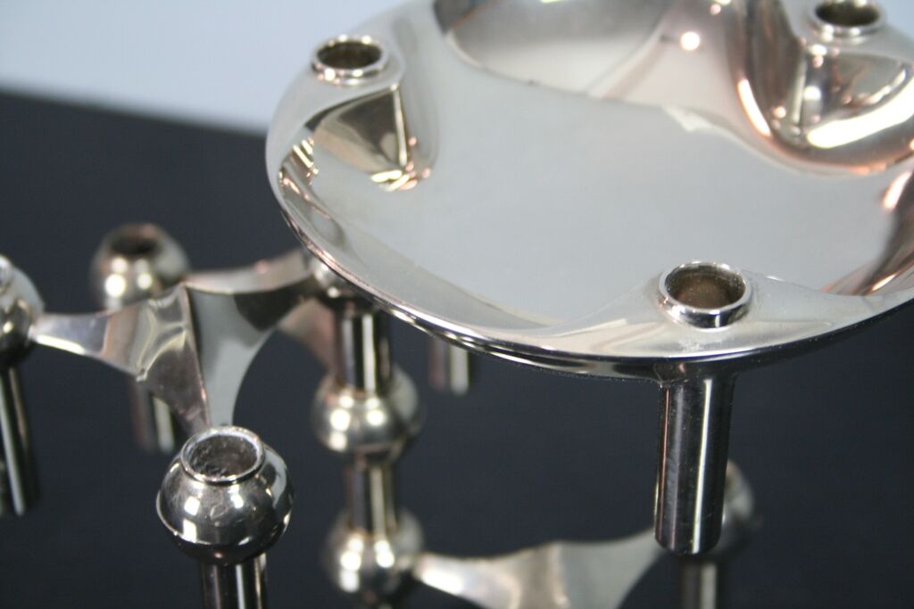 3 candle holders and 1 modular cup NAGEL 1970