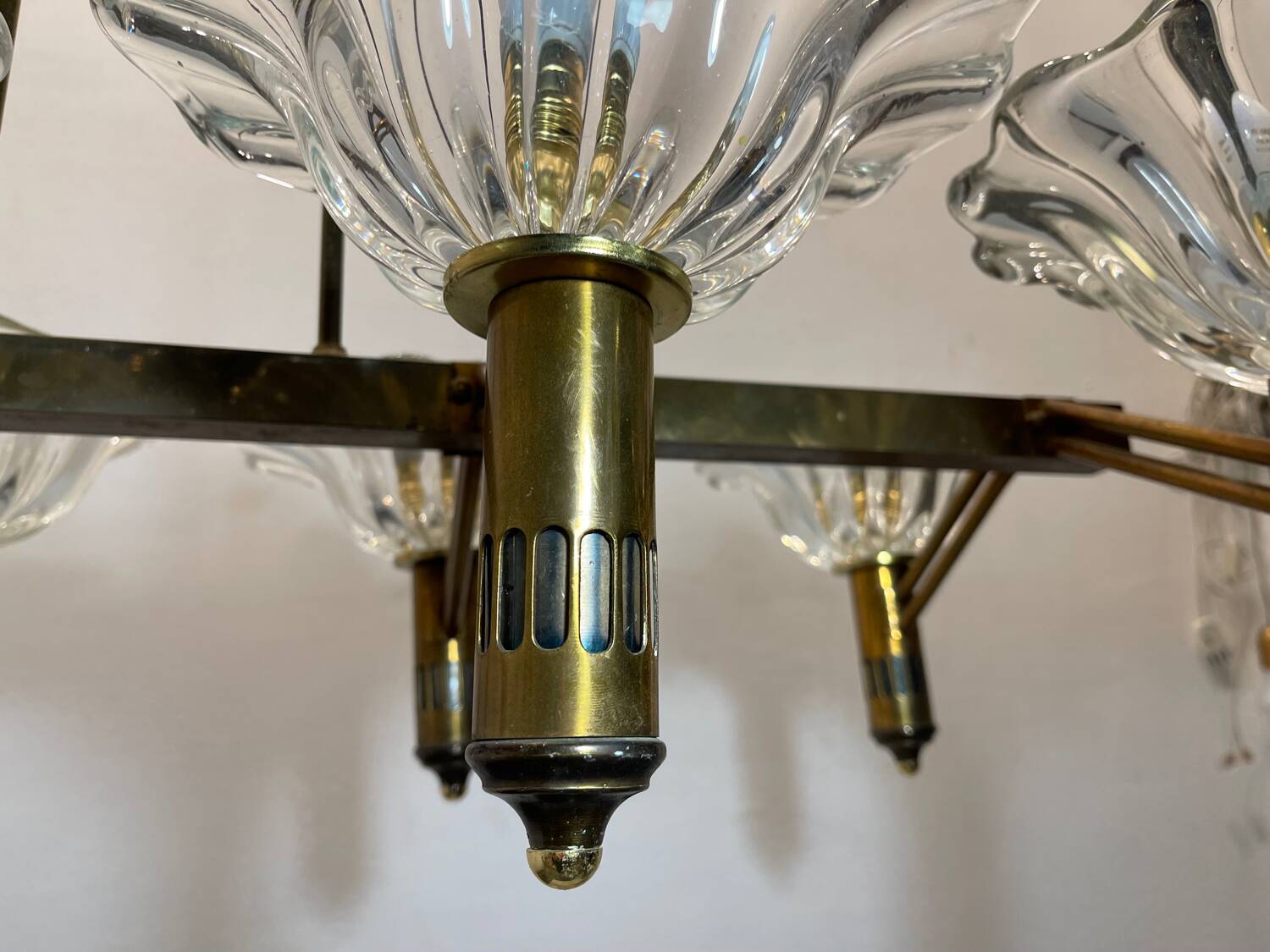 Large Rectangular Murano Glass Bronze Barovier Chandelier 1940’s