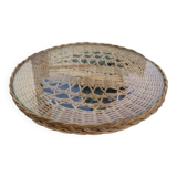 Round wicker and glass tray