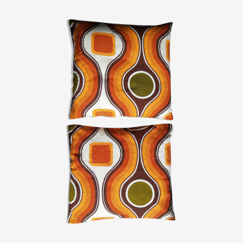 Set of 2 cushions 70s psychedelic patterns 40x40