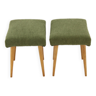1960s Pair of Beech Stools in Boucle , Czechoslovakia