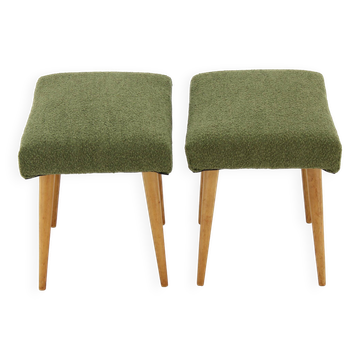 1960s Pair of Beech Stools in Boucle , Czechoslovakia