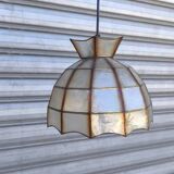 Mother-of-pearl and brass pendant light from the 1950s