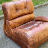 Modular sofa in cognac brown leather, Italy 1970s