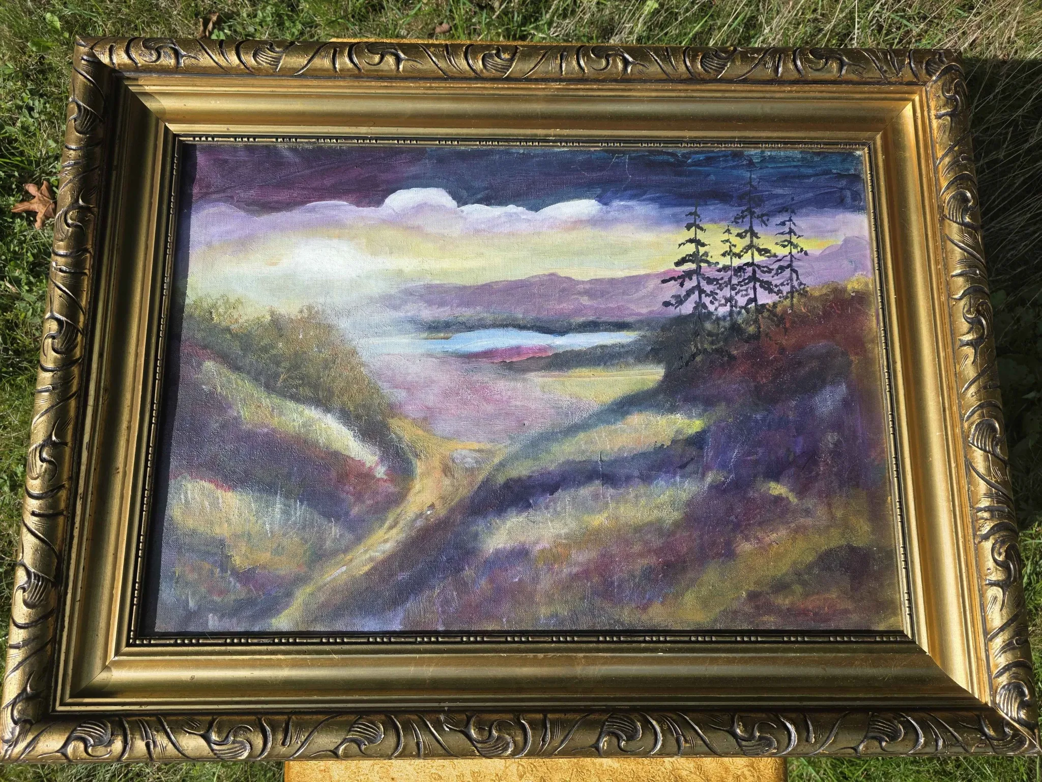 Vintage Moody Impressionist Oil Landscape Painting