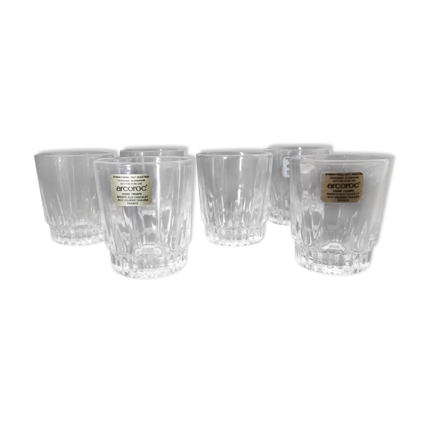 Lot Of 8 Liquor Glasses Cut Glass France Arcoroc Selency