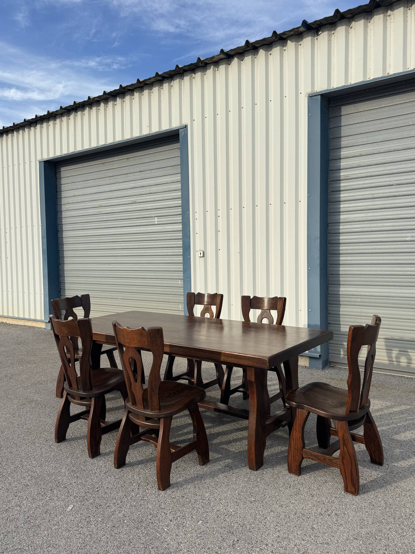 Dining table and 6 chairs by Guillerme and Chambron