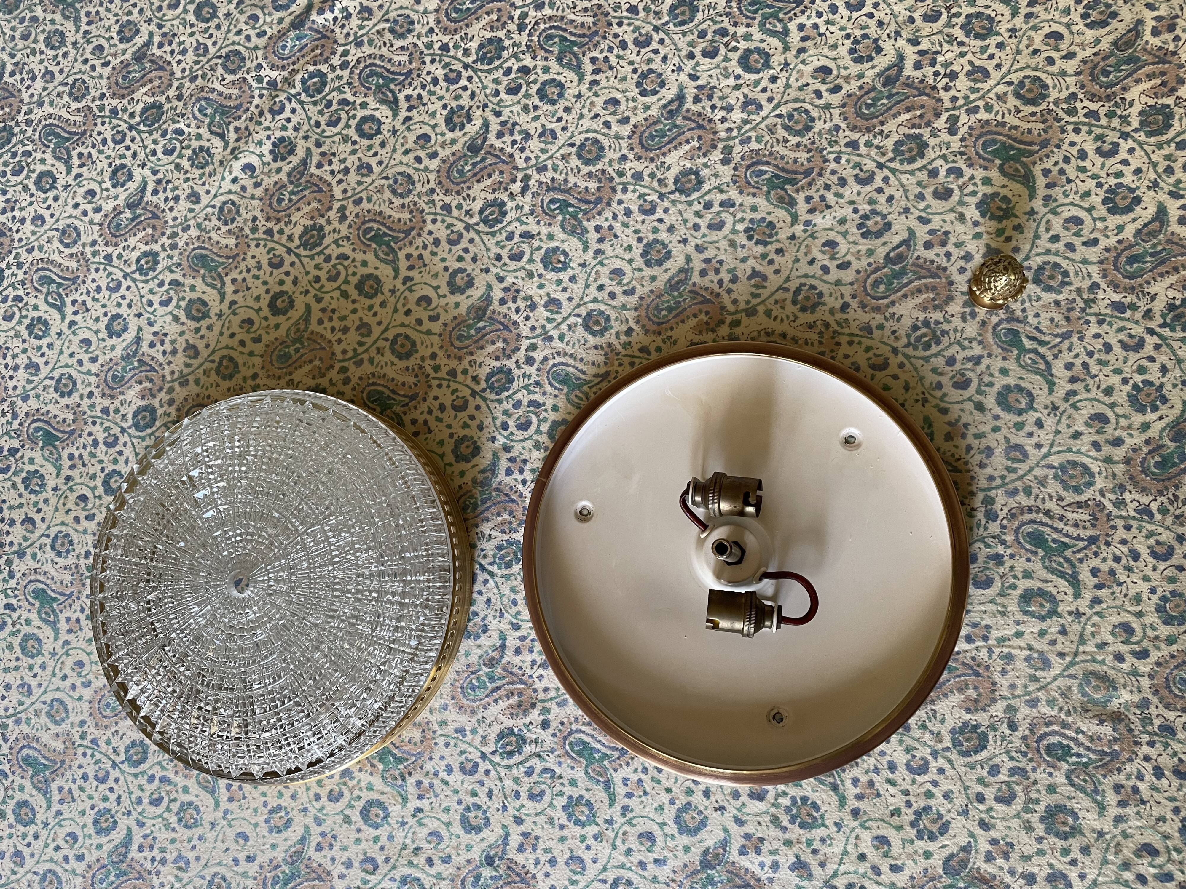 Plafonnier verre et doré