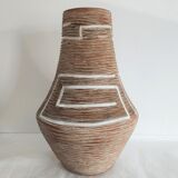 German ceramic vase with geometric patterns with white enamels