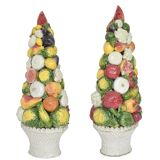 Pair of important majolica ceramic centrepieces from Italy.