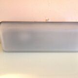 Rectangular porthole wall light in industrial/70s style frosted glass