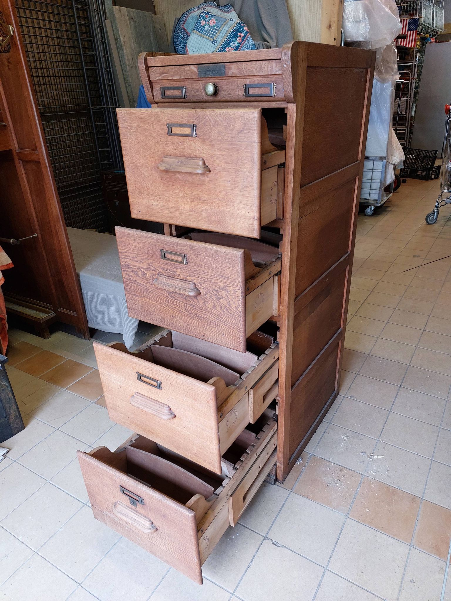 Antique trade furniture - oak filing cabinet - 1930s/40s