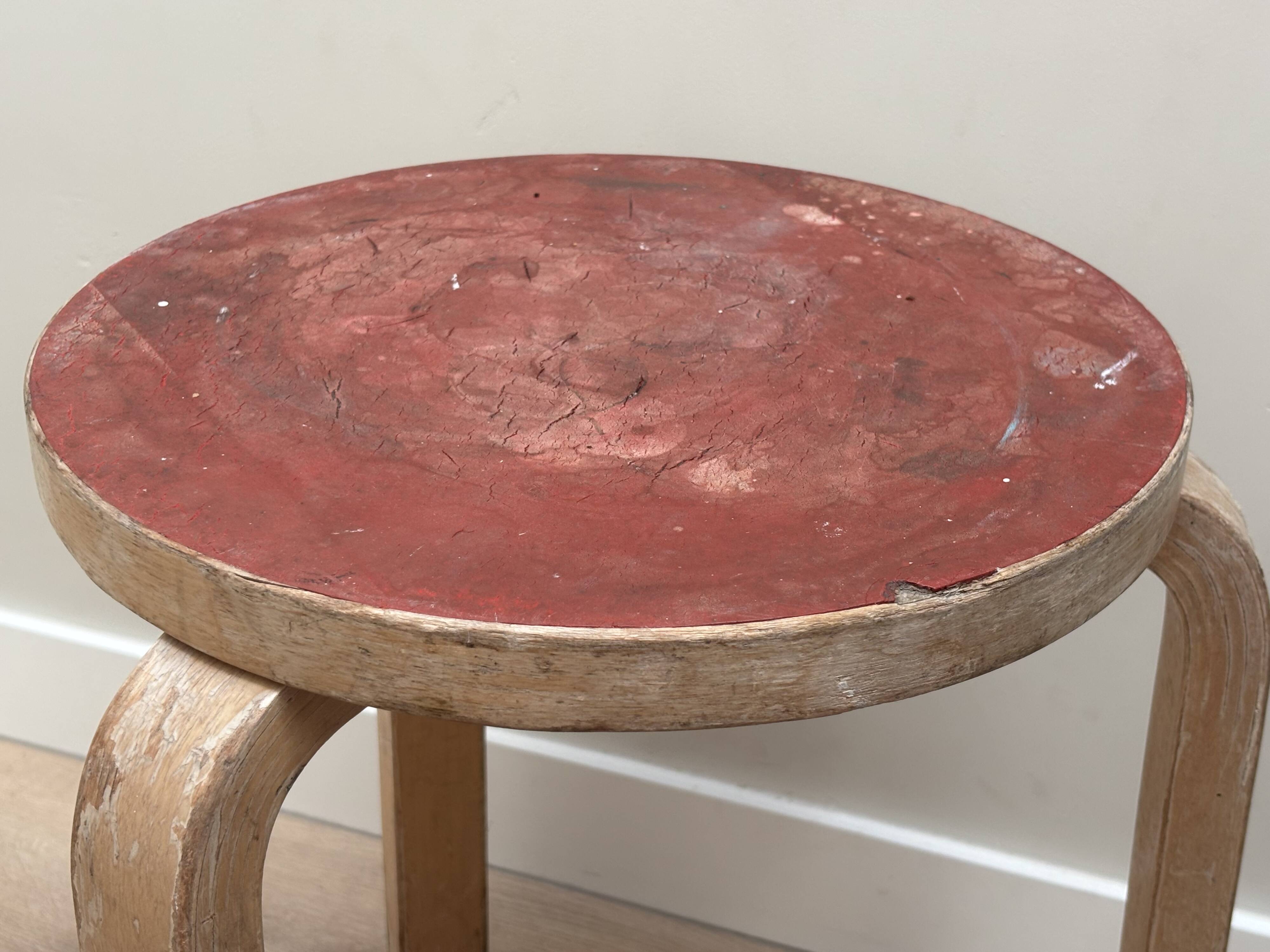 Alvar Aalto Artek Stool 60 Finland 1950s Vintage Birch Original Patina