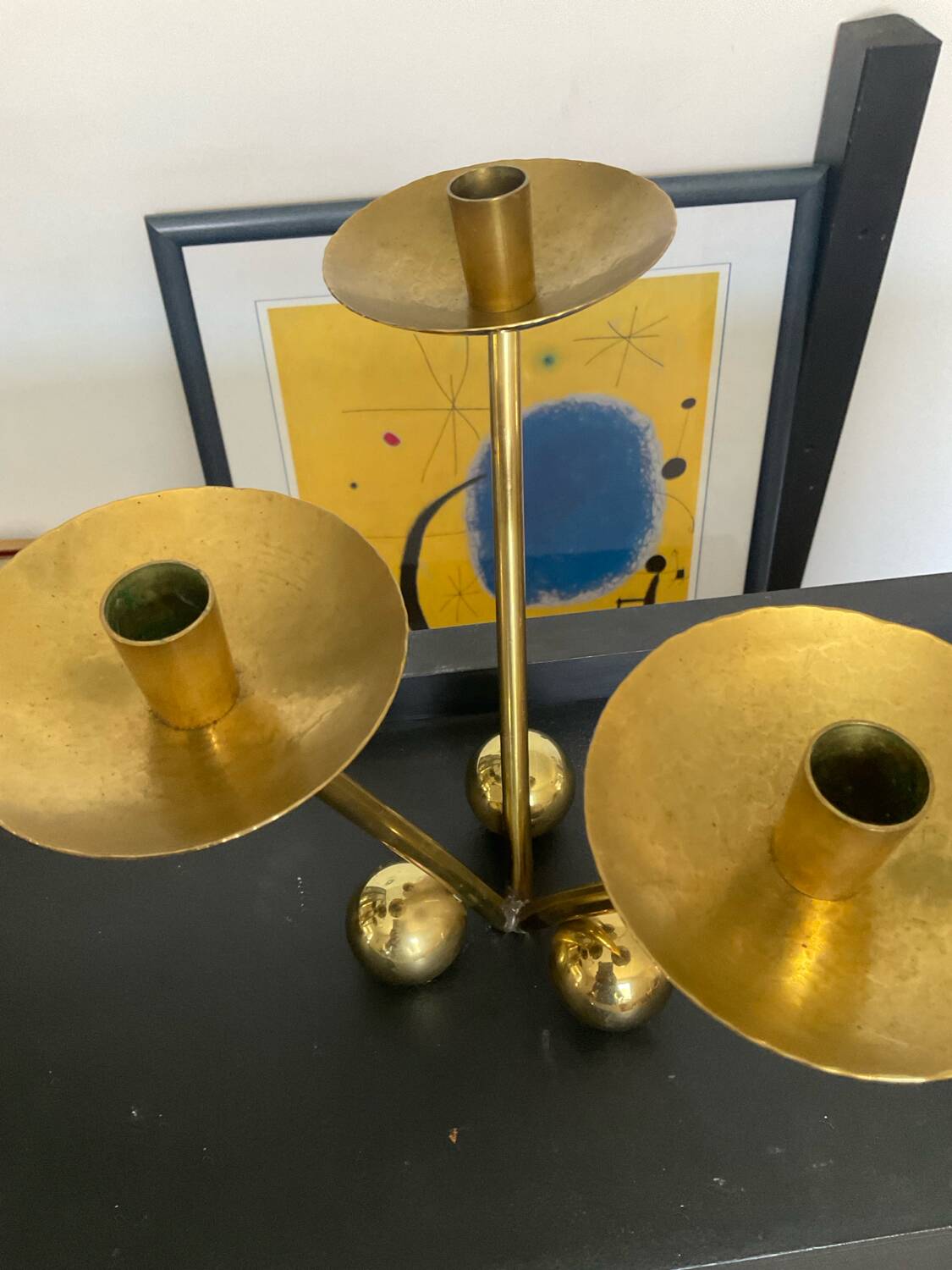 Pair of modernist bronze candlesticks