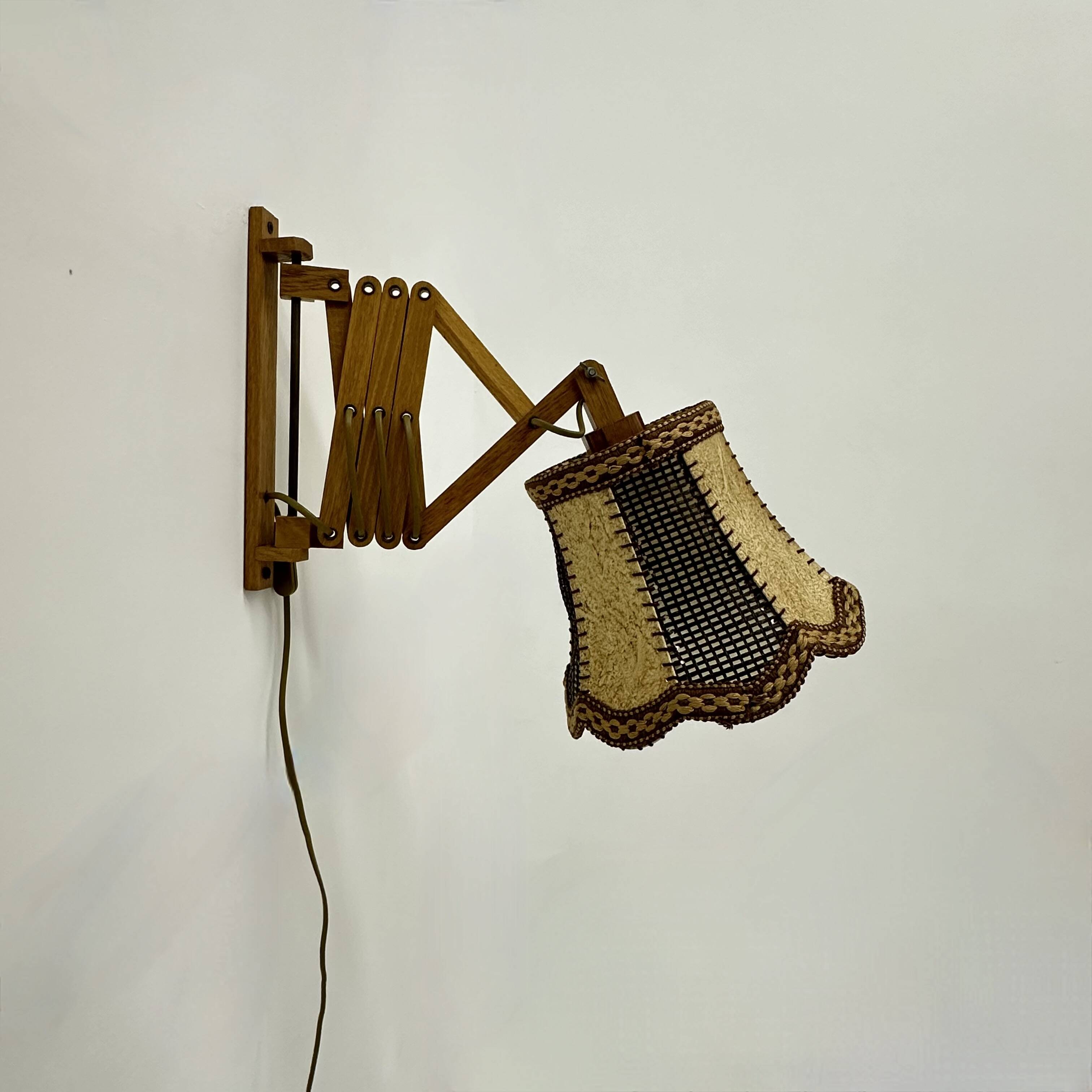 Vintage teak scissors wall lamp , 1960s