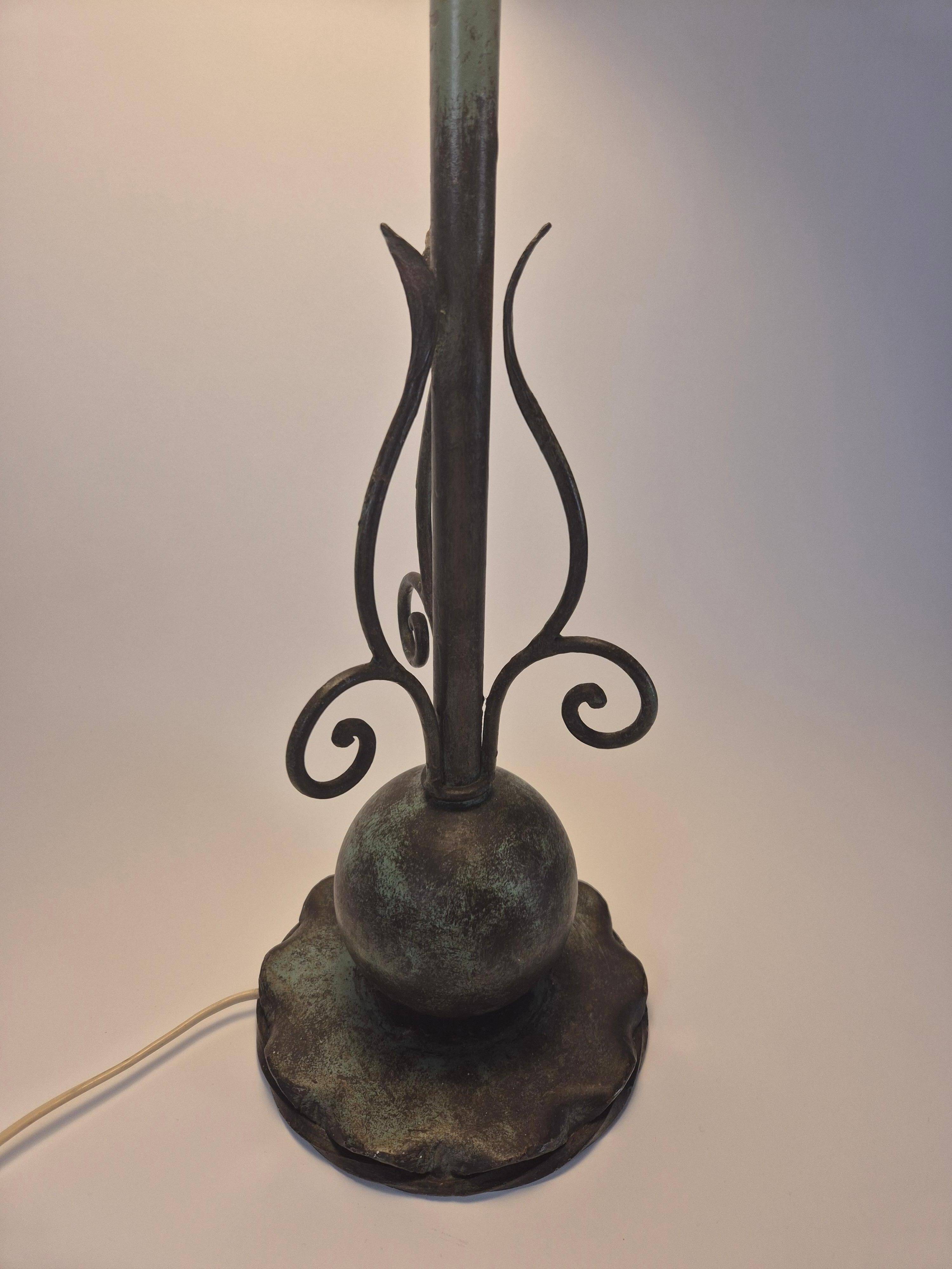 Decorative Patinated Bronze Table Lamp, Danish Grace / Scandinavian Modern
