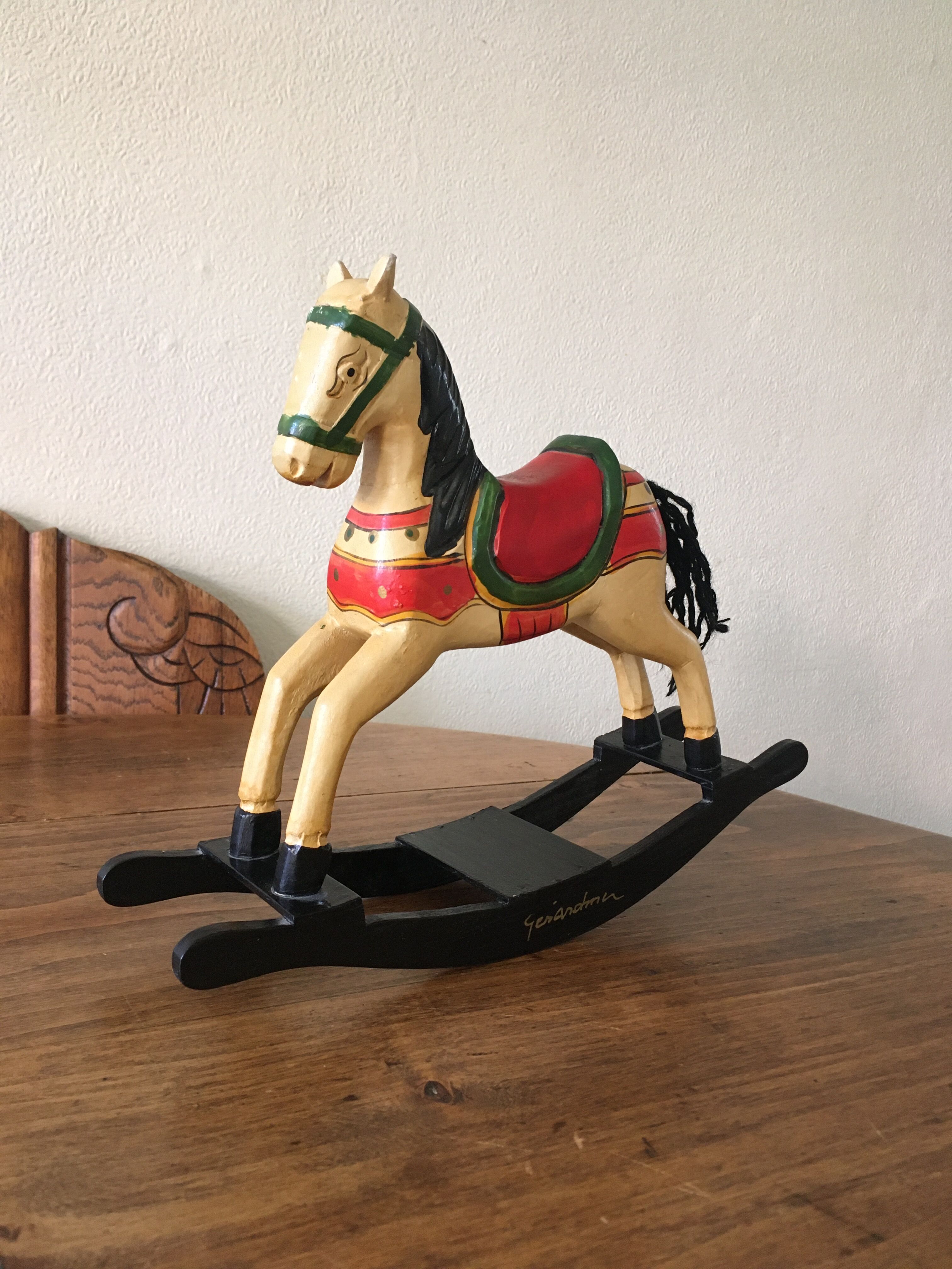 Wooden rocking horse, decorative, artisanal