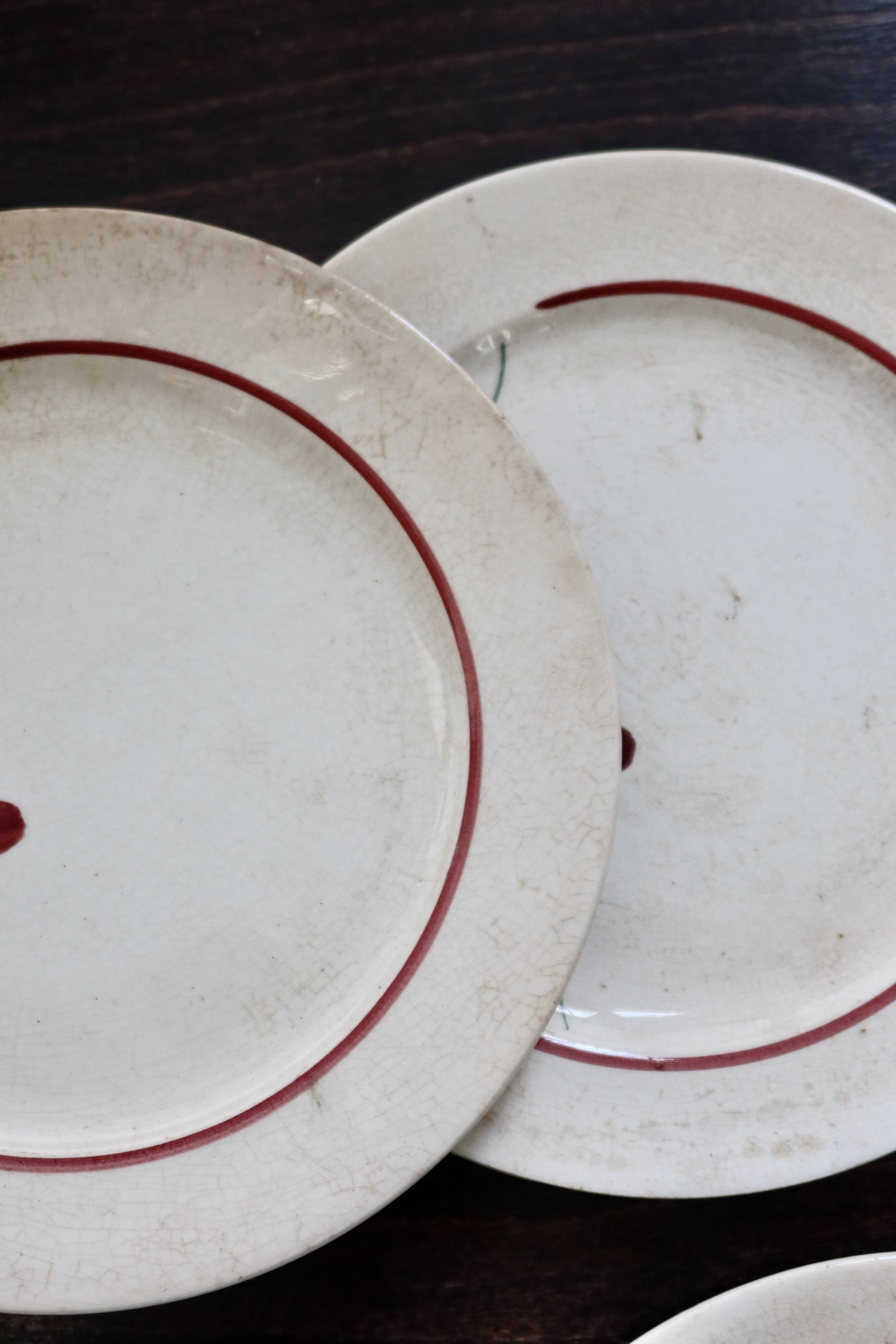 6 vintage earthenware dessert plates - Floral design