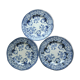 3 dessert plates Creil Montereau, Model Flora: Blue liserons