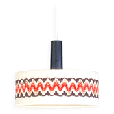 Suspension lustre abat jour ancien en laine seventies vintage