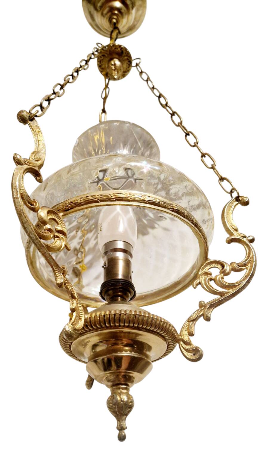 Neo-Louis XV style chandelier - Brass and blown glass
