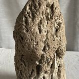 Brutalist vintage stone lamp from the 1970s, raw art.