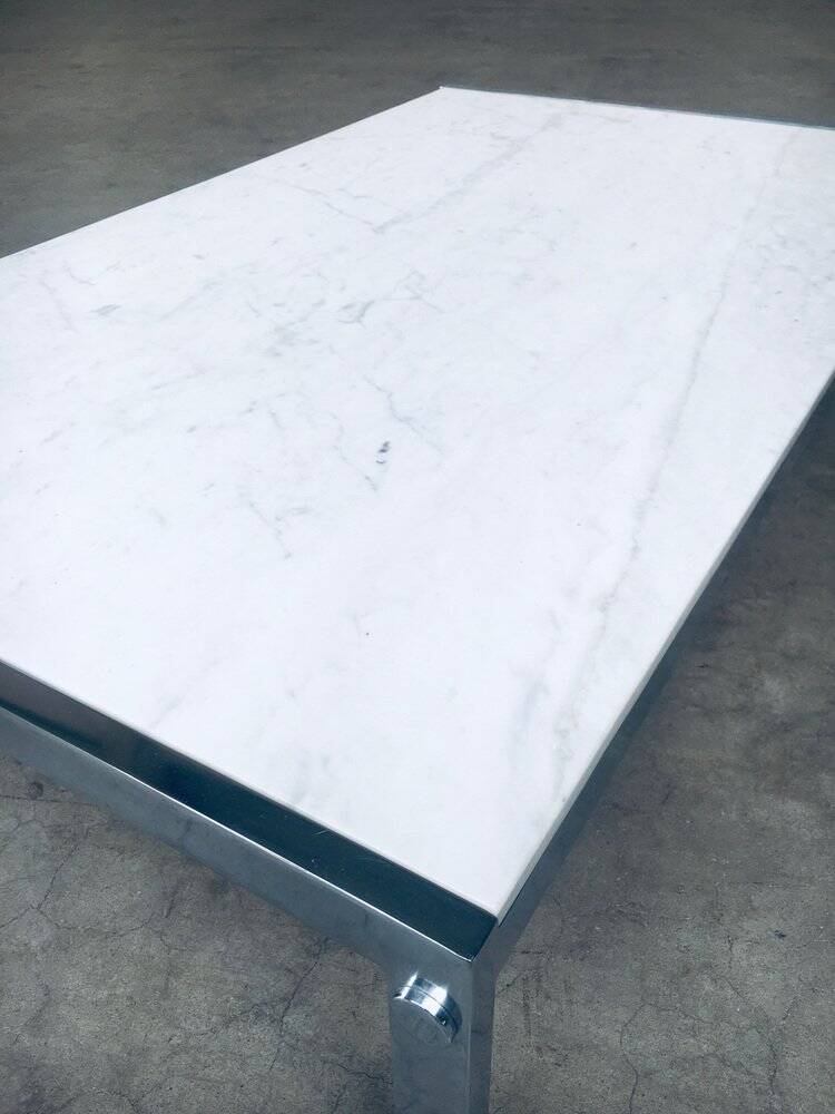 Postmodern Italian Carrara Marble Low Coffee Table, 1970s