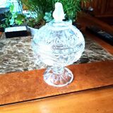 Cut crystal candy or sugar bowl on a stand