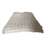 White cotton crochet bedspread with squares