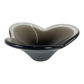 Smoked glass bowl, free-form, 1970