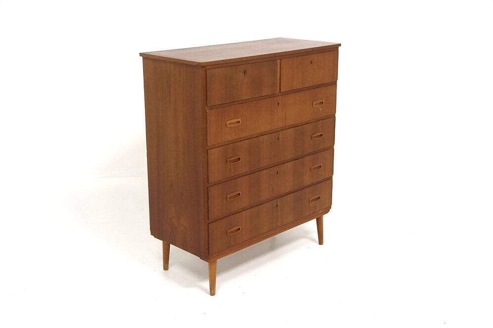 Commode scandinave "tallboy" en teck, Suède, 1950