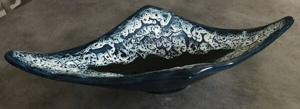 Coupe centre de table en céramique de vallauris fat lava écume de mer 55 cm