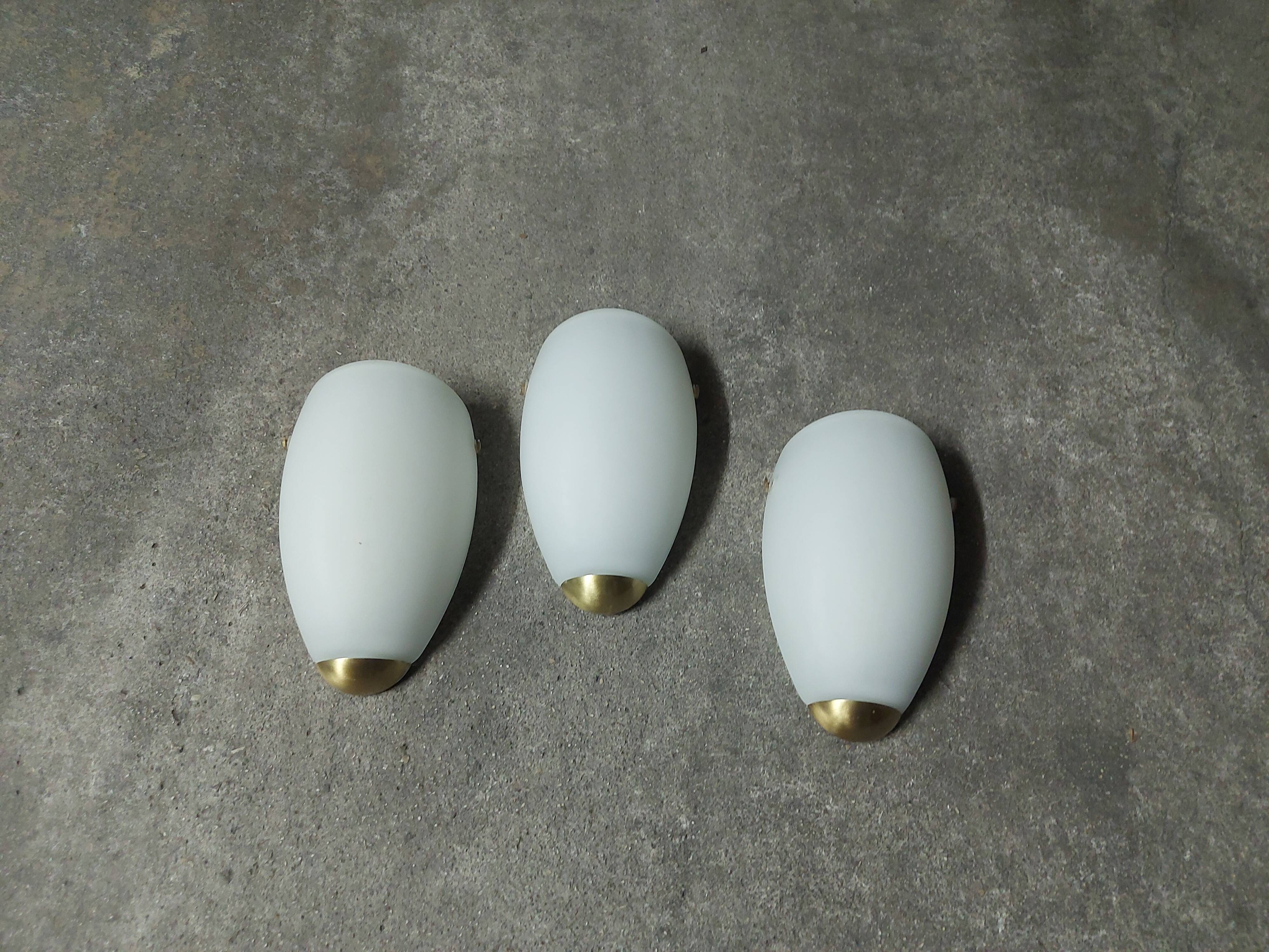 3 Vintage 90'S Ikea opaline wall lights (made in Italy)