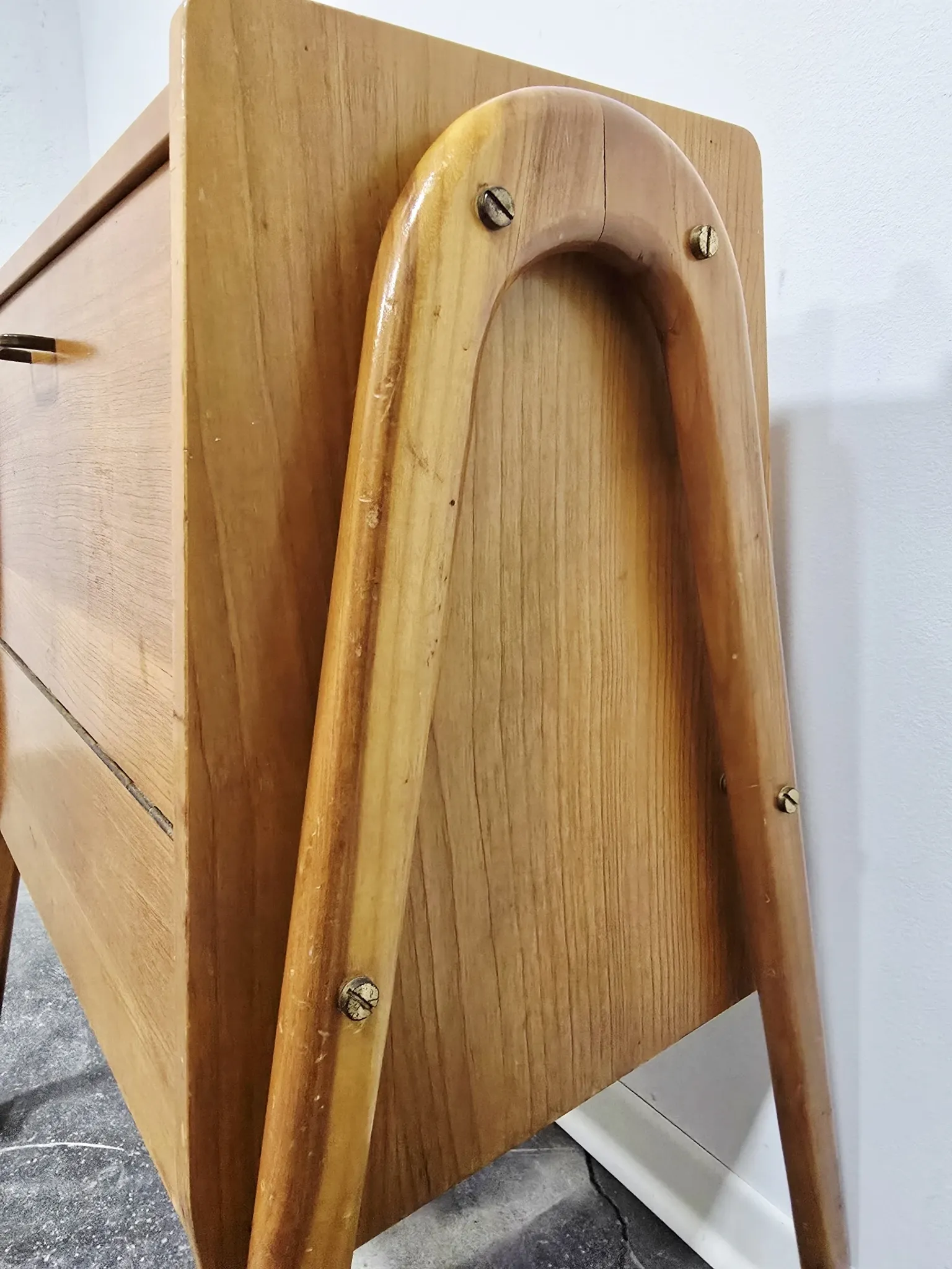 Rare 1970s Danish-Style Wooden Cabinet on Wheels | Vintage Nightstand,