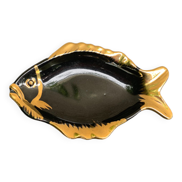 Empty pocket, small dish Fish, glazed ceramic, slip, VALLAURIS style, vintage