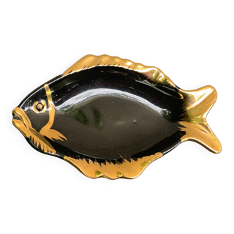 Empty pocket, small dish Fish, glazed ceramic, slip, VALLAURIS style, vintage