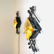 Brutalist Wall Lamps By Tom Ahlström And Hans Ehrlich For A + E Leuchte, Sweden Circa 1960S