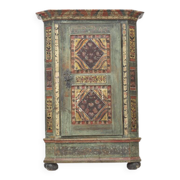 Cabinet de mariée peint en art populaire rustique antique 1842