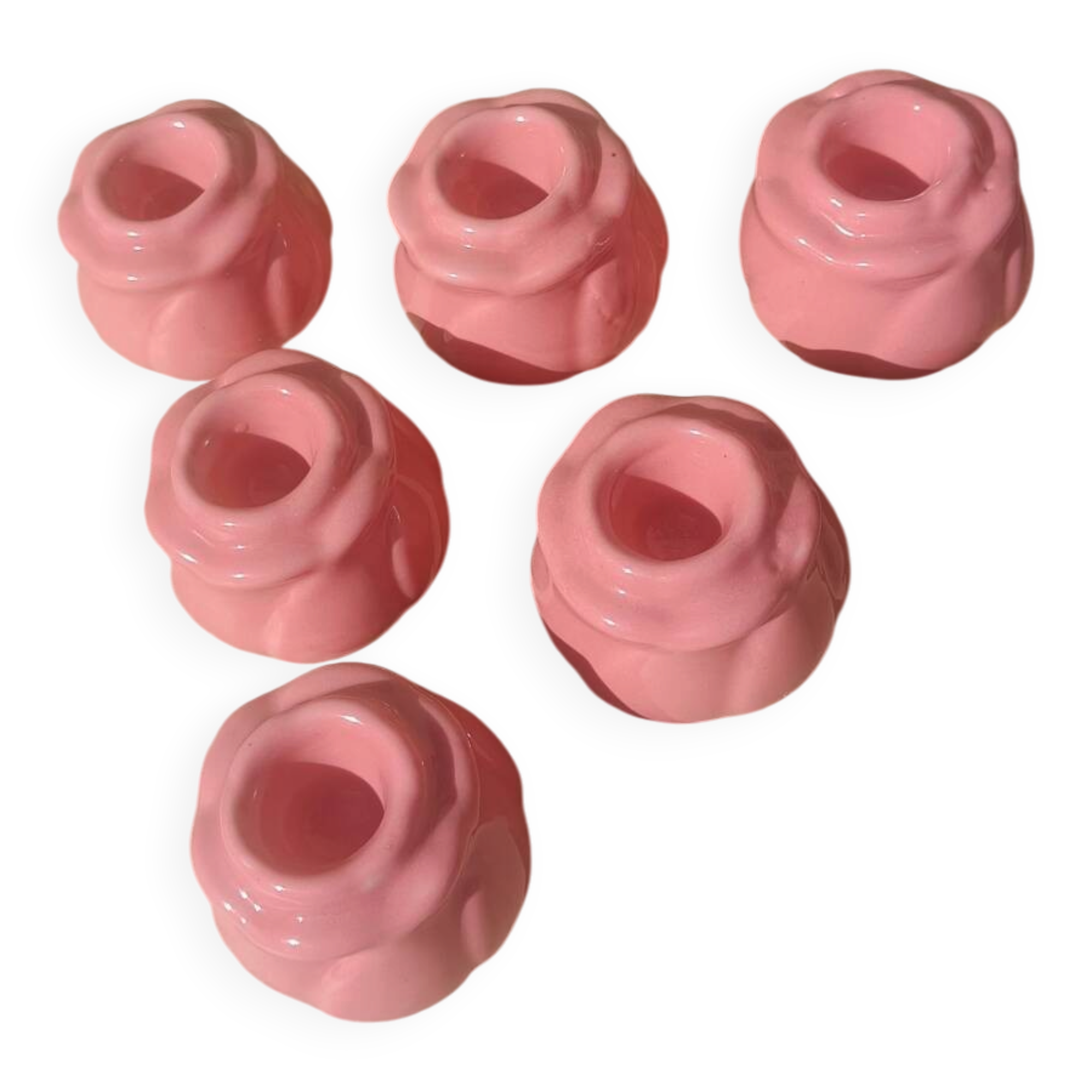 Rose button candle holders set of 6